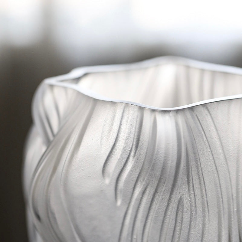 Wavy Frosted Art Glass Vase Berriscent