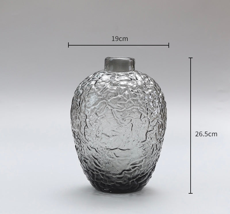 Smoky Textured Glass Vase – Premium Handcrafted Home Décor Berriscent