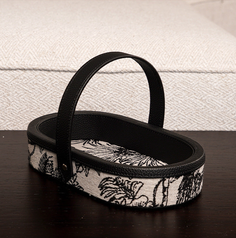 Marceau Oval Leather Carry Tray Berriscent