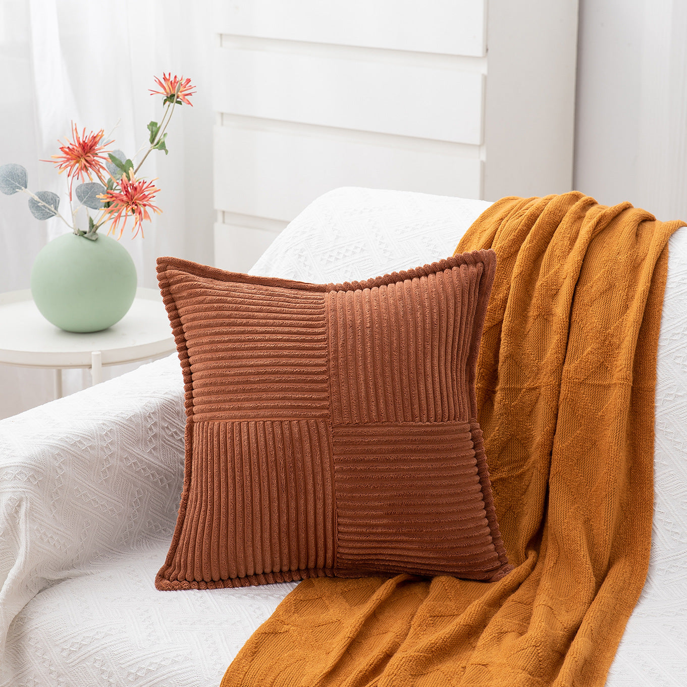 Corduroy Patchwork Cushion Cover Berriscent