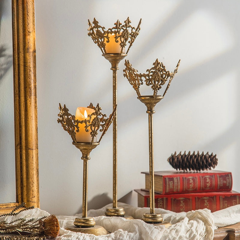 Baroque Gold Candle Holder Set – 3 Pieces Berriscent