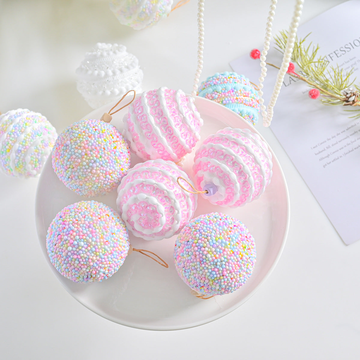 Sugarplum Dreams Collection Christmas Tree Baubles – Set of 3 (8 cm)