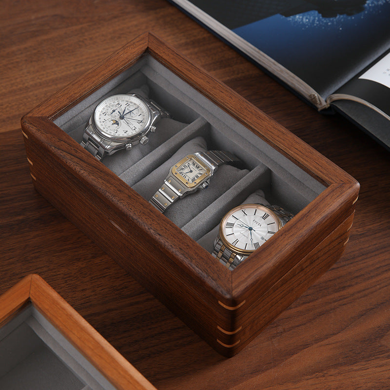Aurelius Walnut Watch Display Case – 3 Slot Berriscent