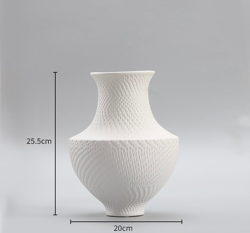 Textured White Ceramic Vase Collection Berriscent