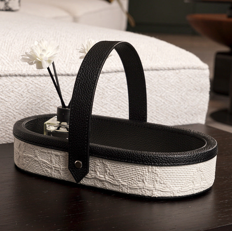 Marceau Oval Leather Carry Tray Berriscent