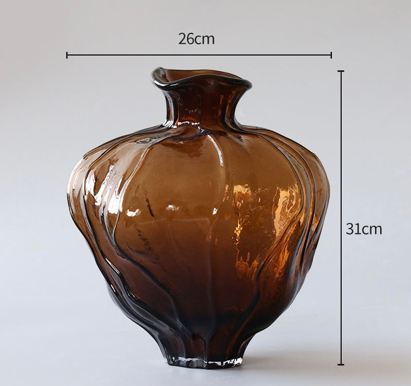 Sculpted Amber Glass Vase Berriscent