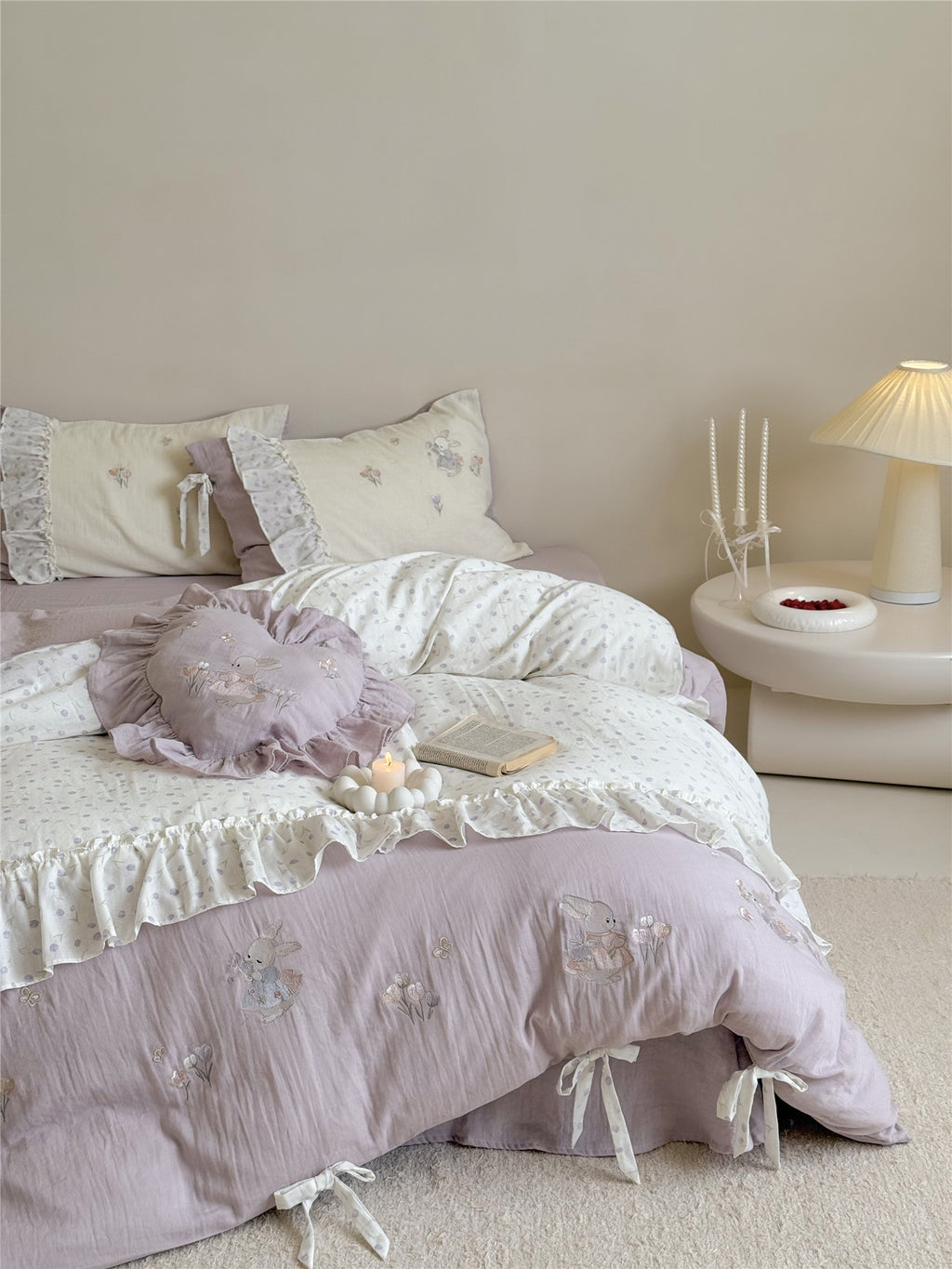 The Lapin Ribbon | Embroidered Bunny & Ruffle Bed Linen
