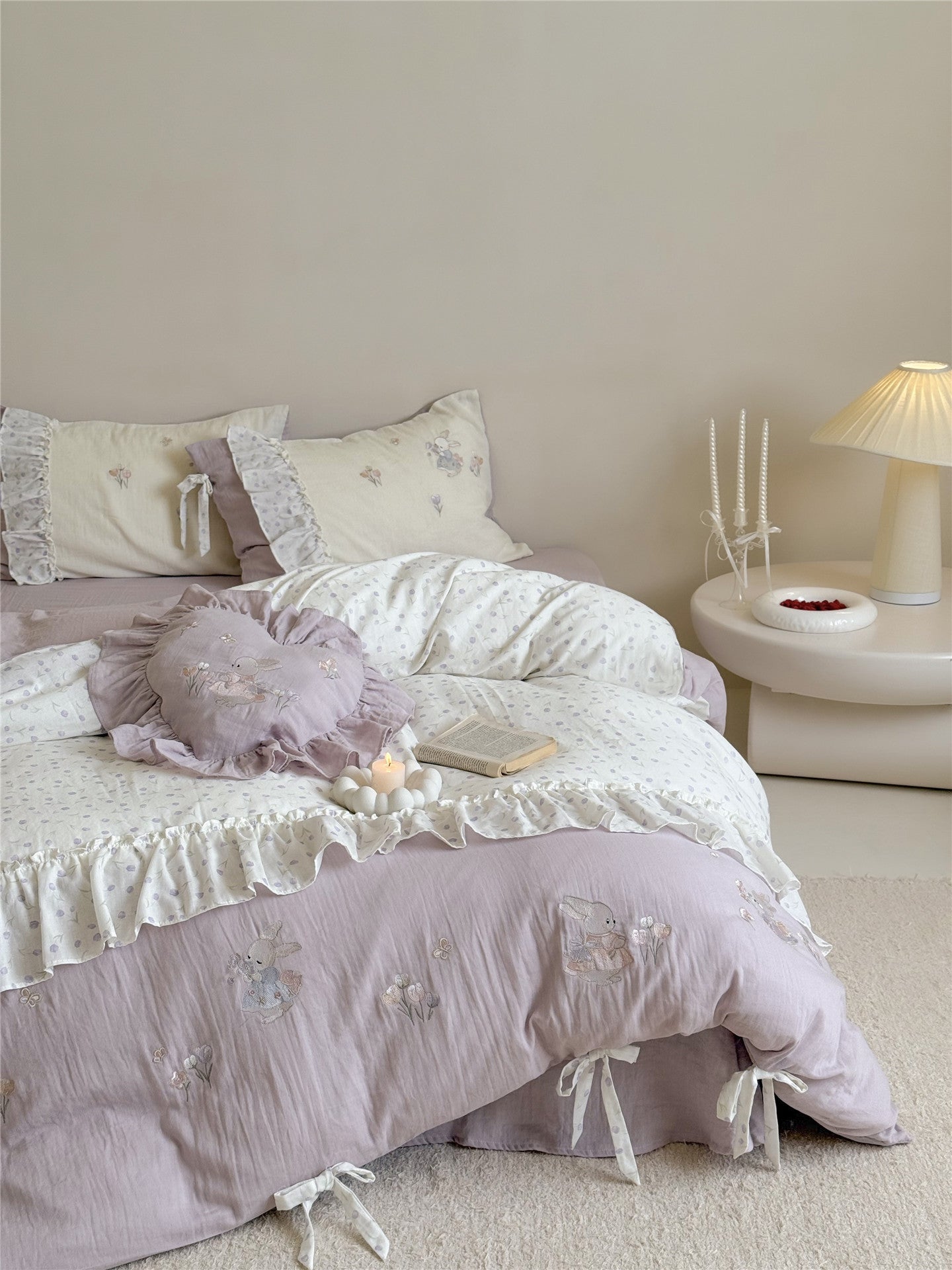 The Lapin Ribbon | Embroidered Bunny & Ruffle Bed Linen