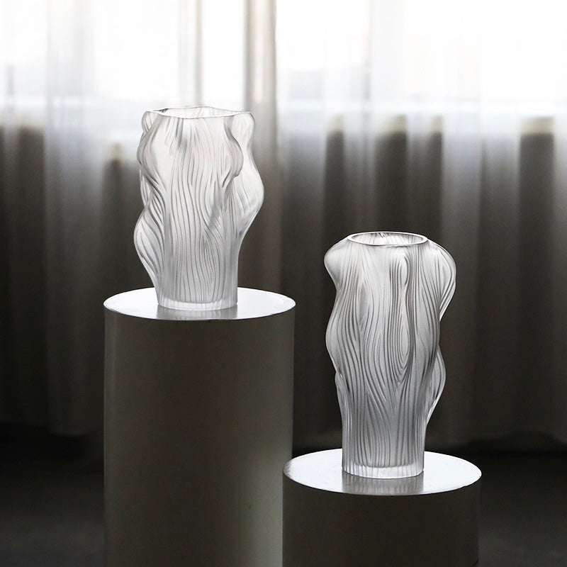 Wavy Frosted Art Glass Vase Berriscent
