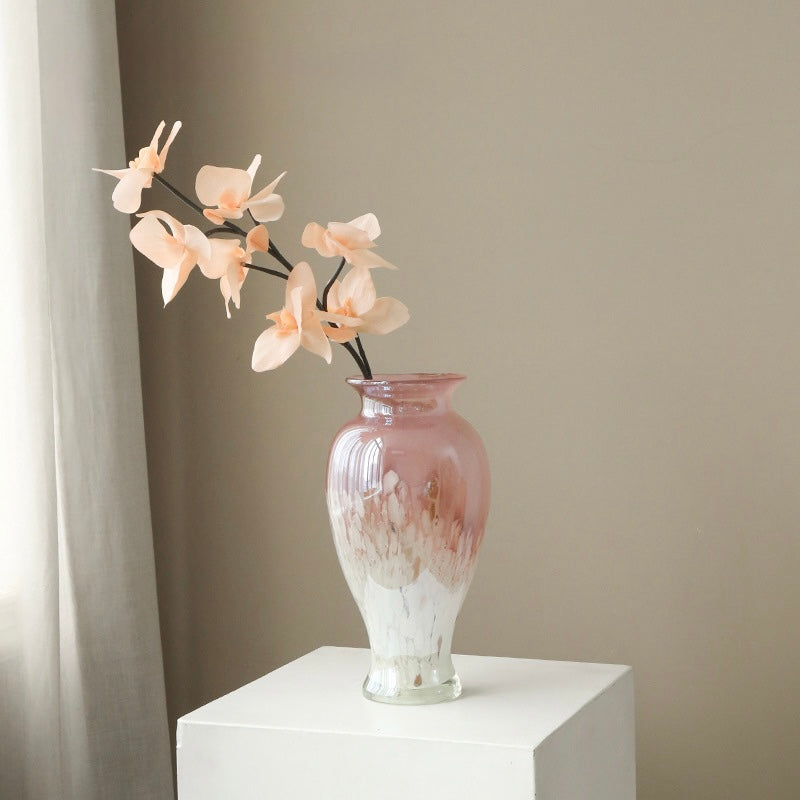 Rosy Bloom Hand-Blown Glass Vase