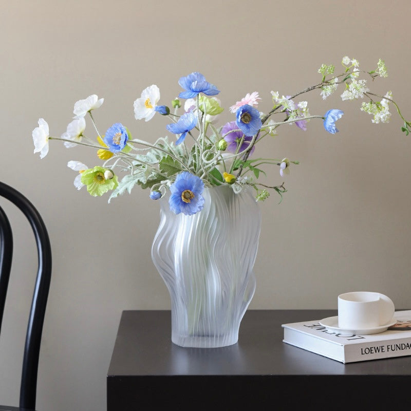 Wavy Frosted Art Glass Vase Berriscent