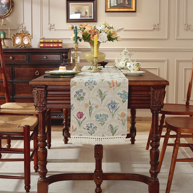 Vintage Bloom Embroidered Table Runner Berriscent