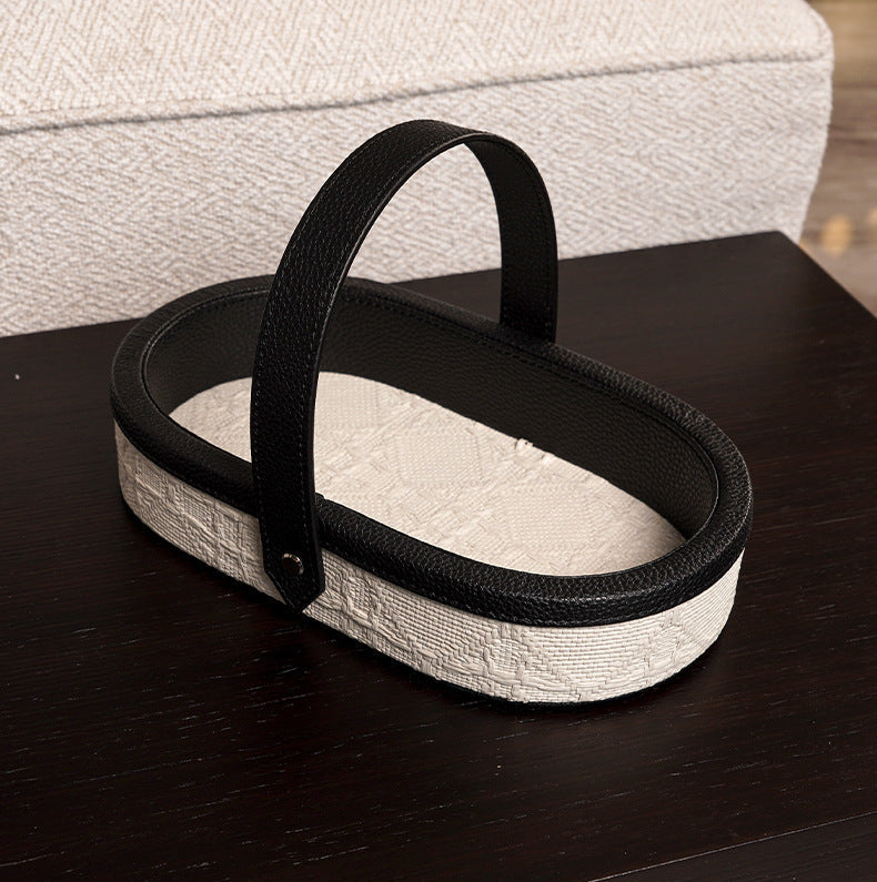 Marceau Oval Leather Carry Tray Berriscent