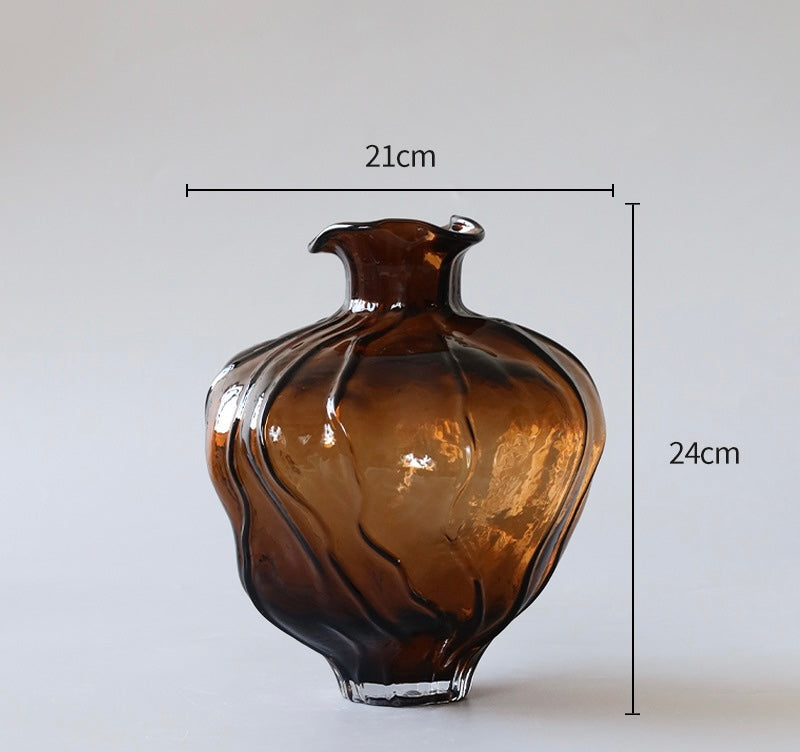 Sculpted Amber Glass Vase Berriscent