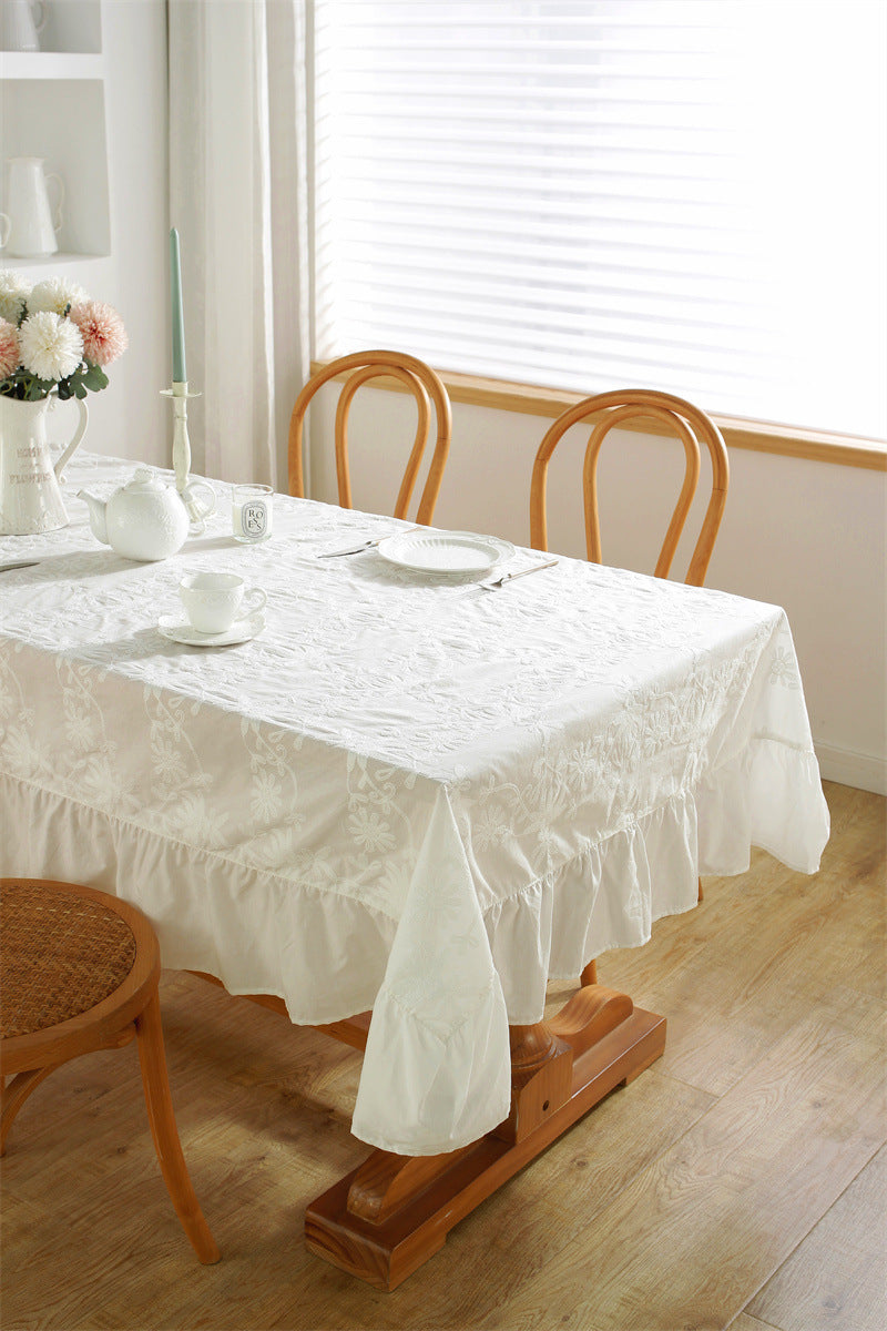 Pure Grace Embroidered Cotton Tablecloth Berriscent