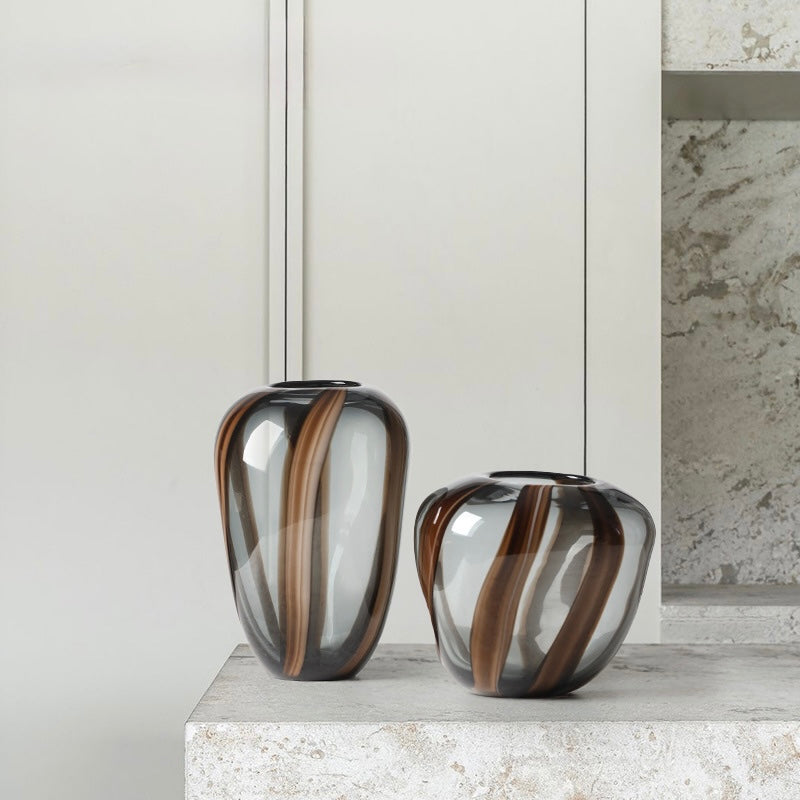 Cascade Smoke Striped Glass Vase Collection Berriscent