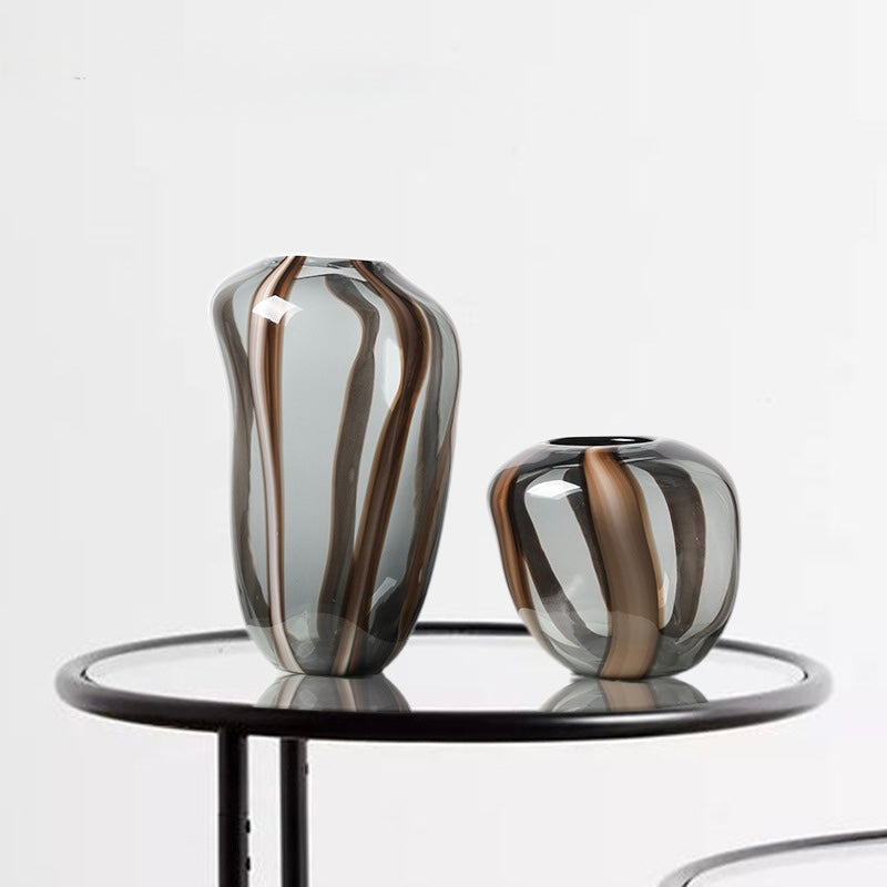 Cascade Smoke Striped Glass Vase Collection Berriscent
