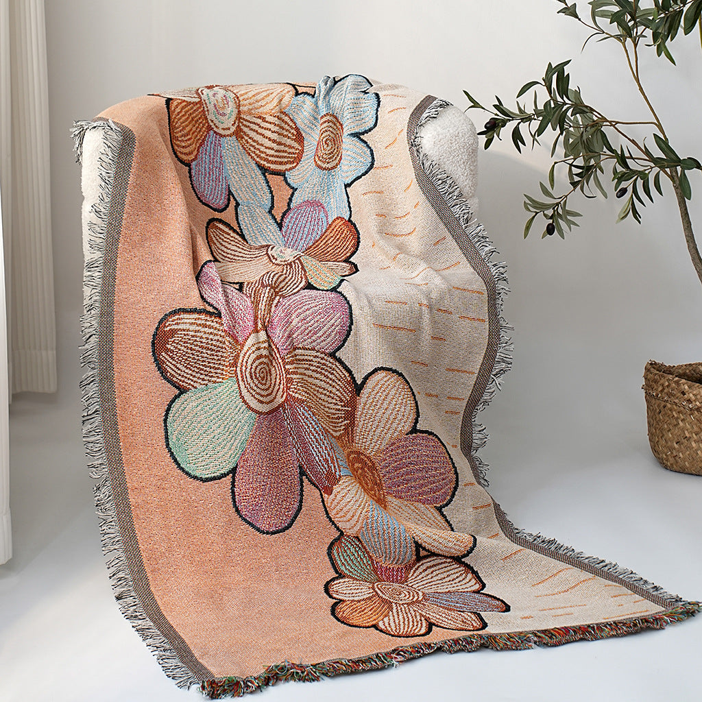 Retro Bloom Jacquard Throw Berriscent