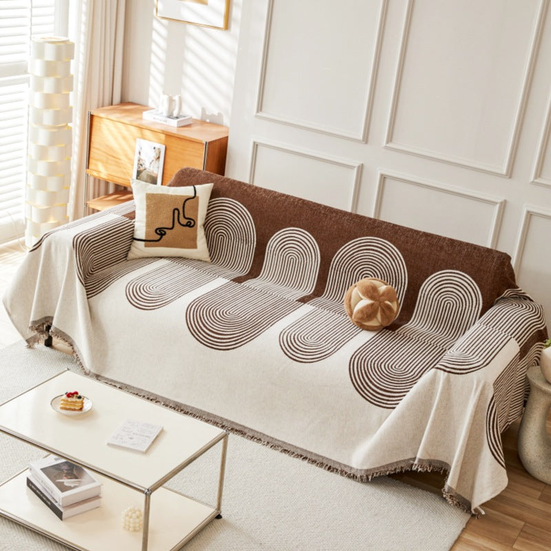 Arc Lines Chenille Sofa Cover Berriscent