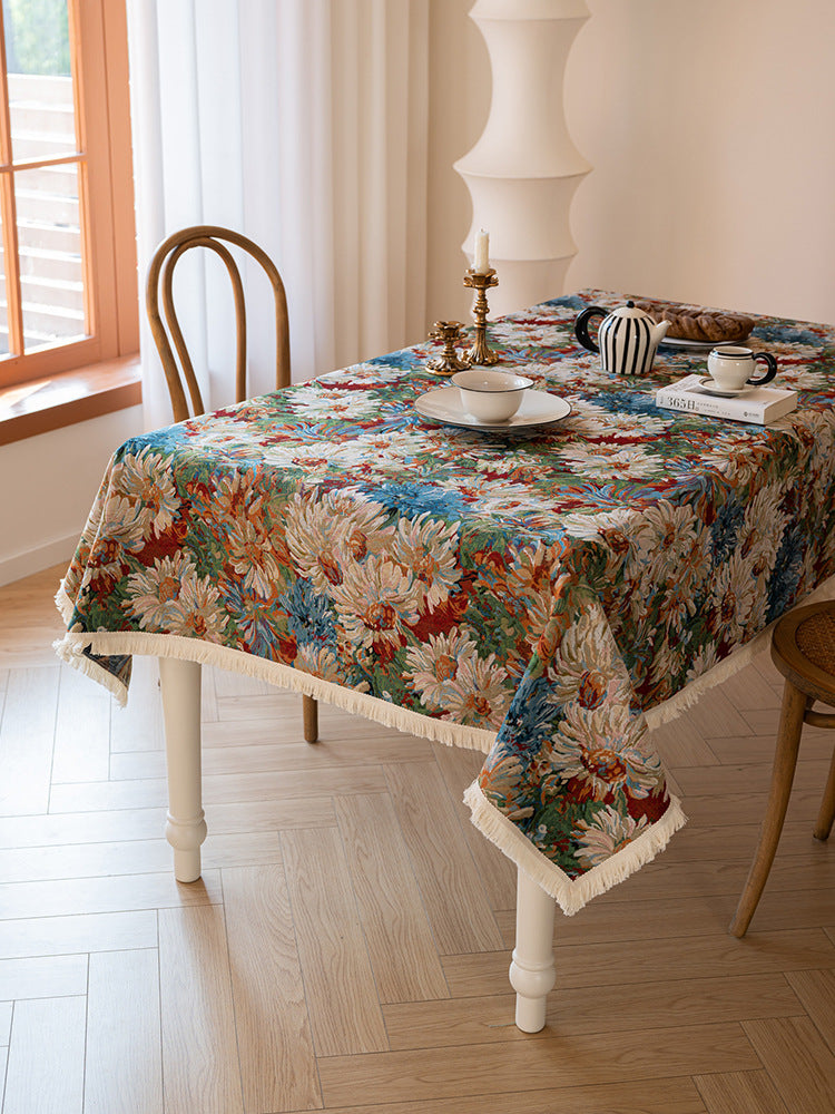 Renaissance Bloom Tapestry Tablecloth Berriscent
