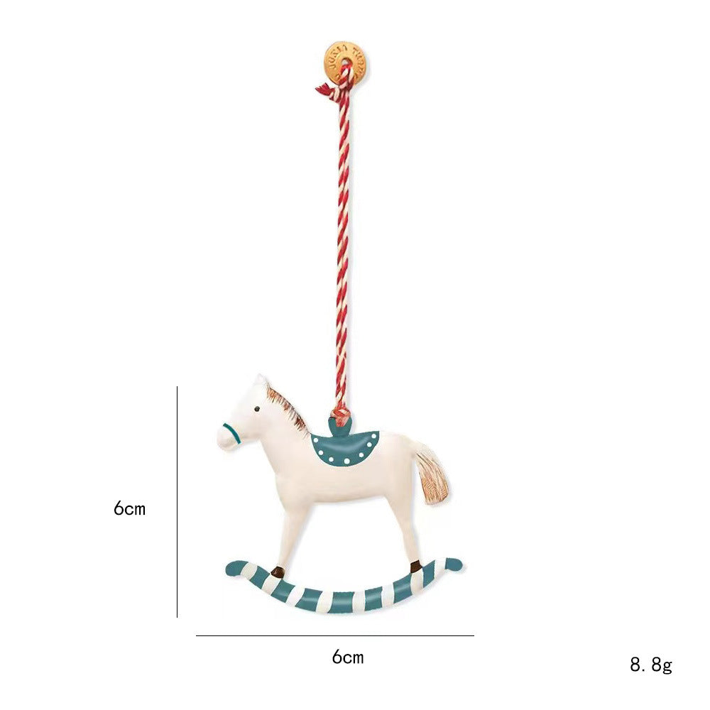 Set of 3 Iron Christmas Ornaments – Tree, Star & Rocking Horse