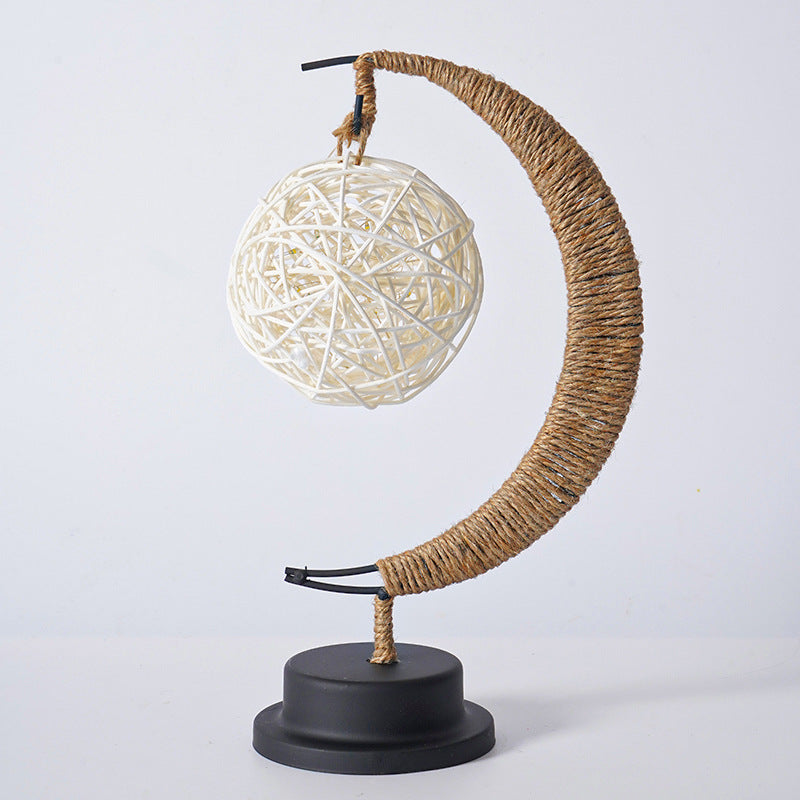 Handcrafted Crescent Light with Illuminated Glass Ornament Berriscent