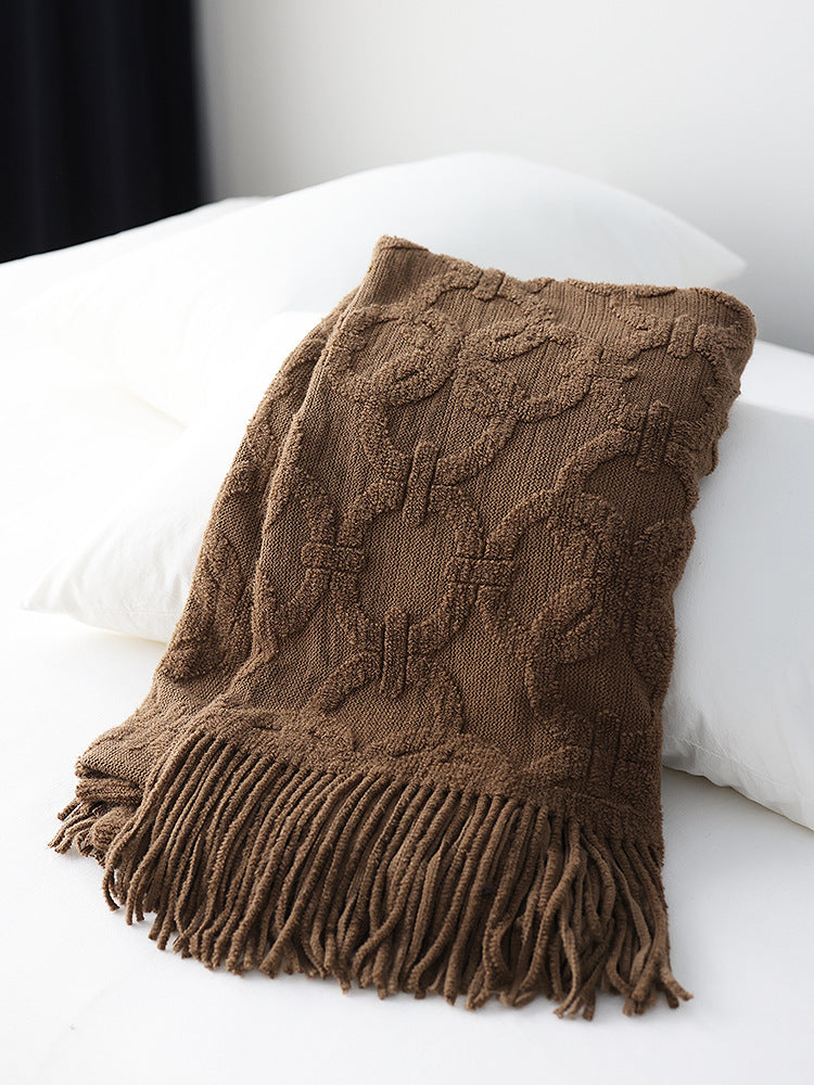Interlock Chain Knit Throw Blanket Berriscent