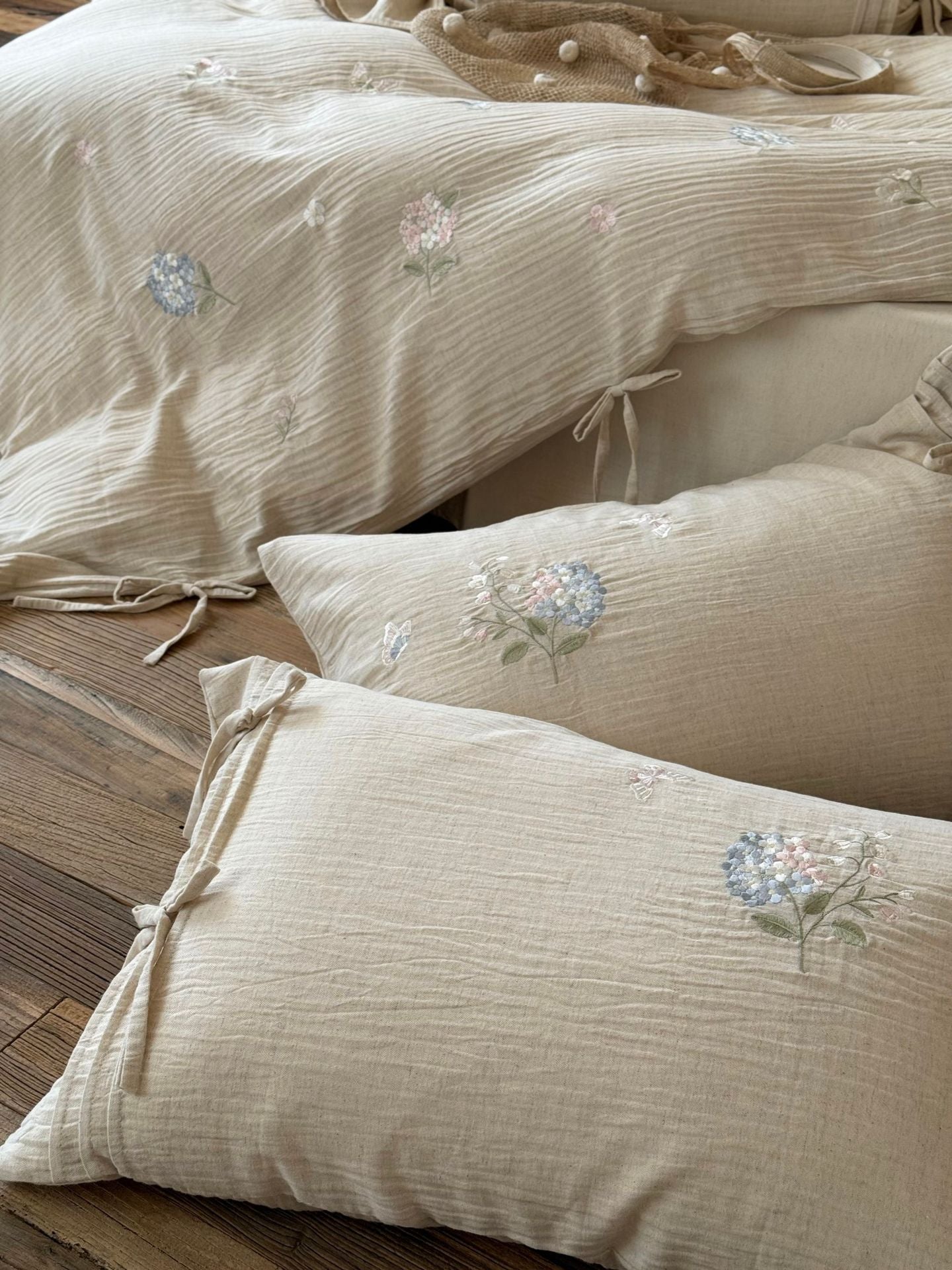 The Garden Room | Cotton–Hemp Embroidered Bed Linen