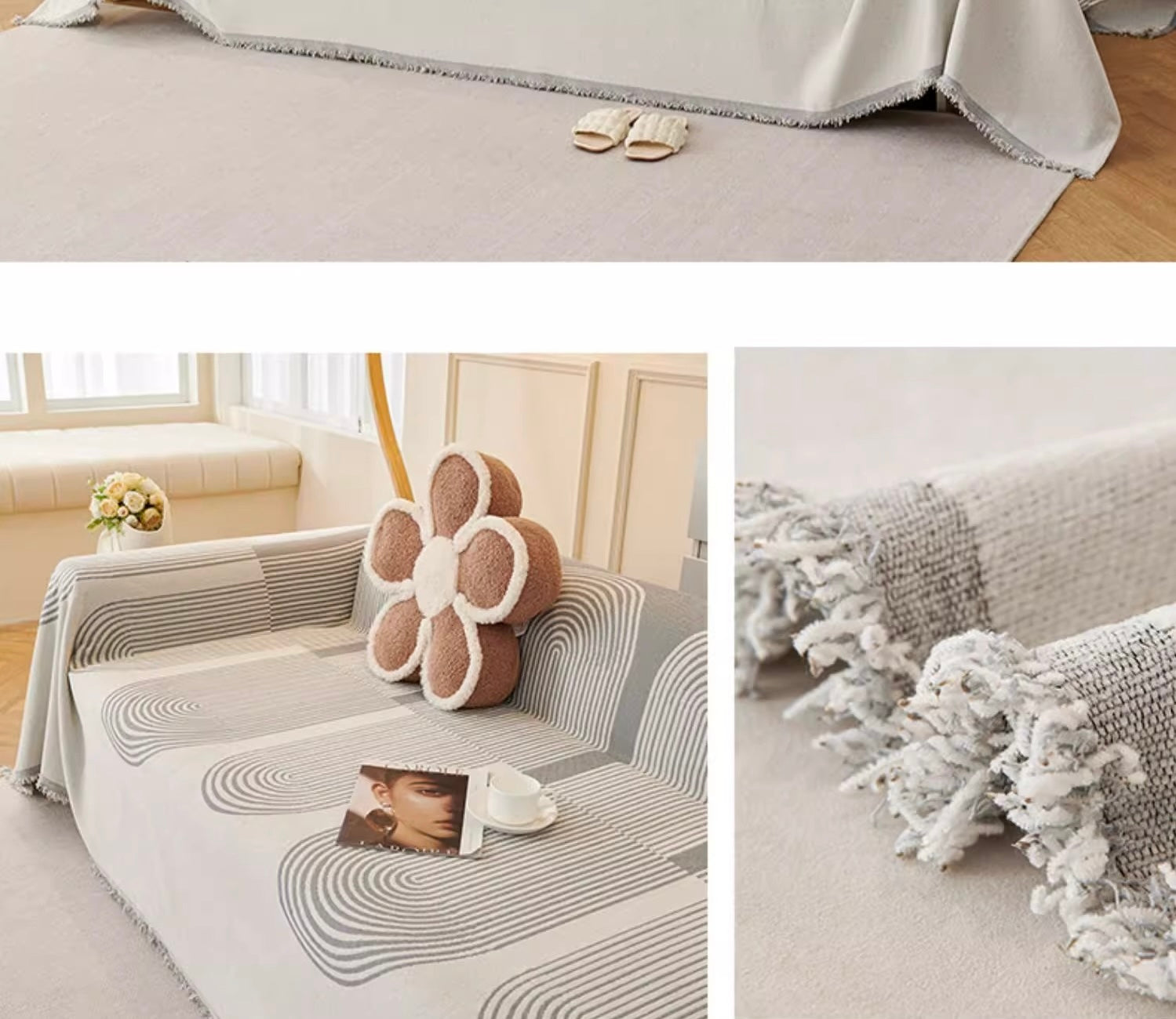 Arc Lines Chenille Sofa Cover Berriscent