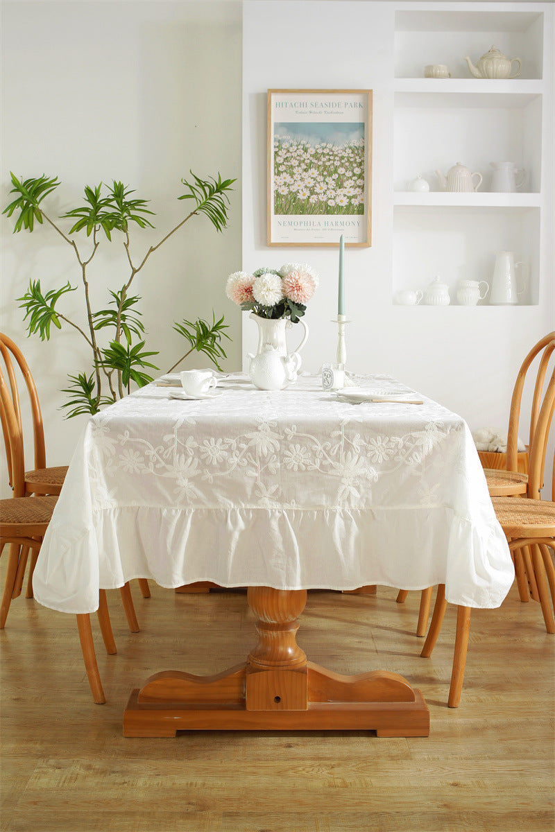 Pure Grace Embroidered Cotton Tablecloth Berriscent
