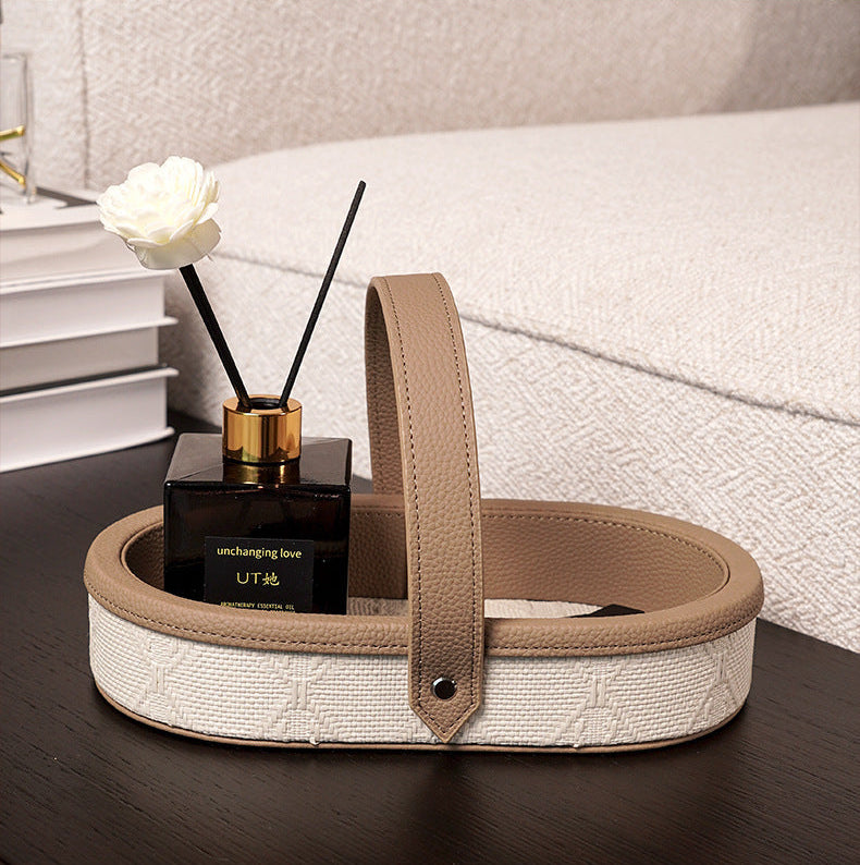 Marceau Oval Leather Carry Tray Berriscent