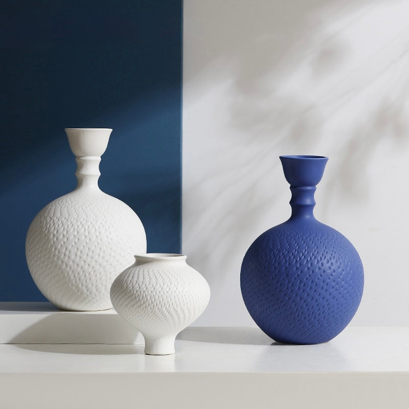 Textured White Ceramic Vase Collection Berriscent