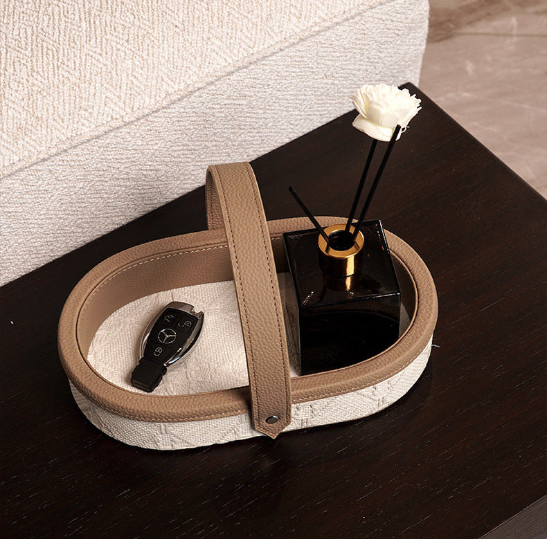 Marceau Oval Leather Carry Tray Berriscent