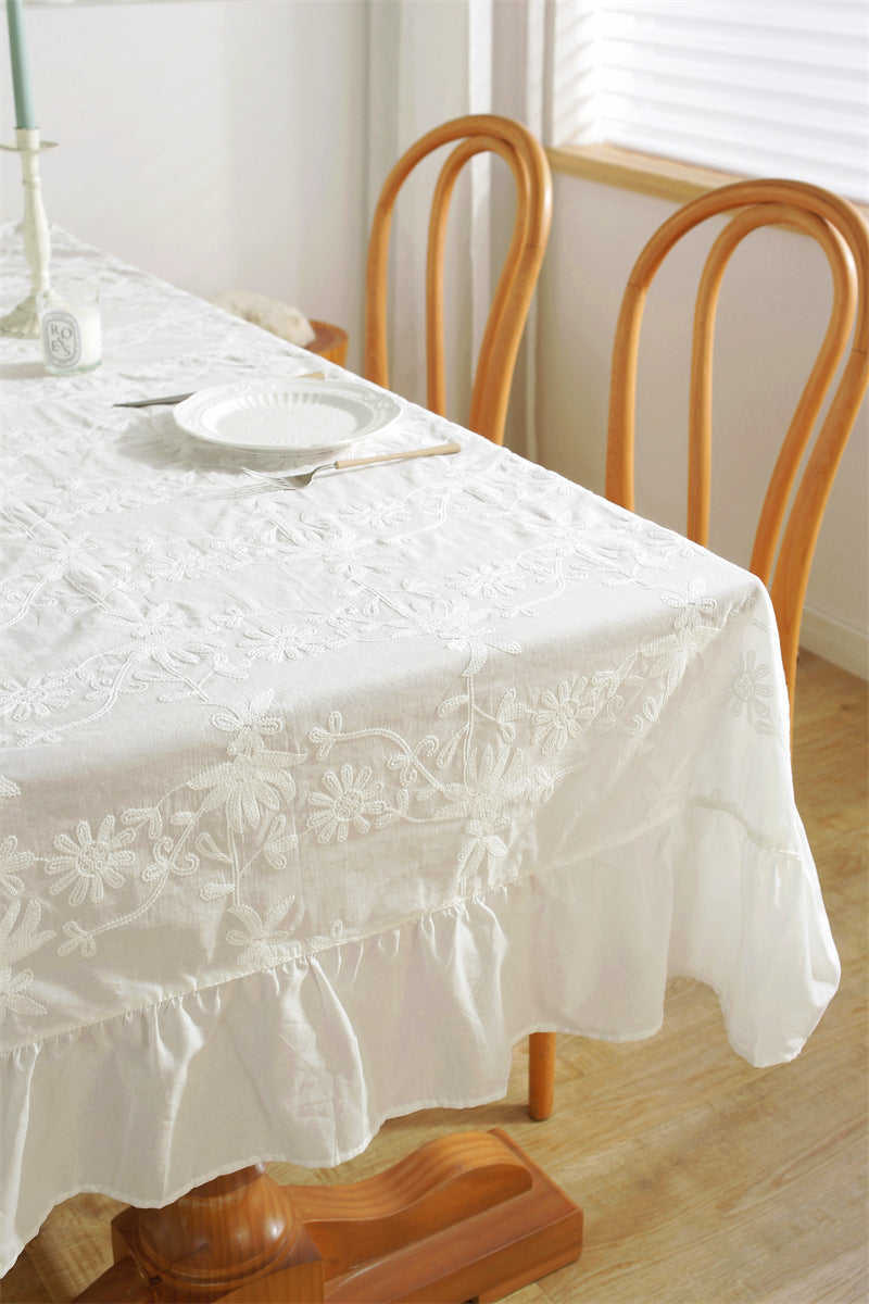 Pure Grace Embroidered Cotton Tablecloth Berriscent