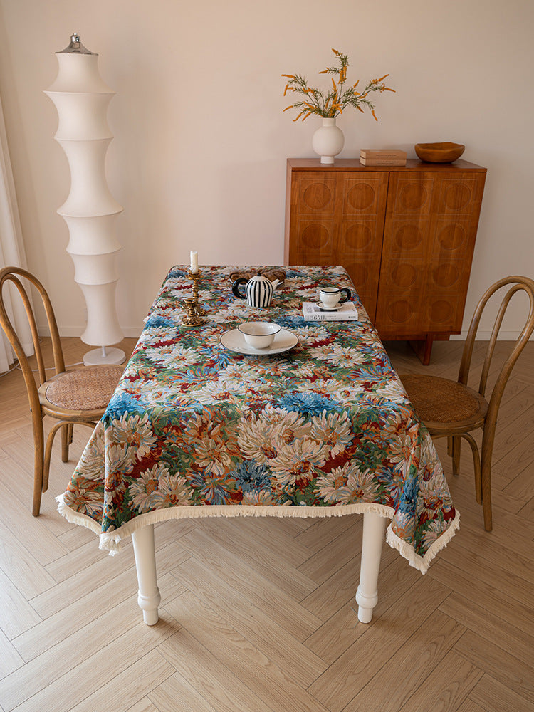 Renaissance Bloom Tapestry Tablecloth Berriscent