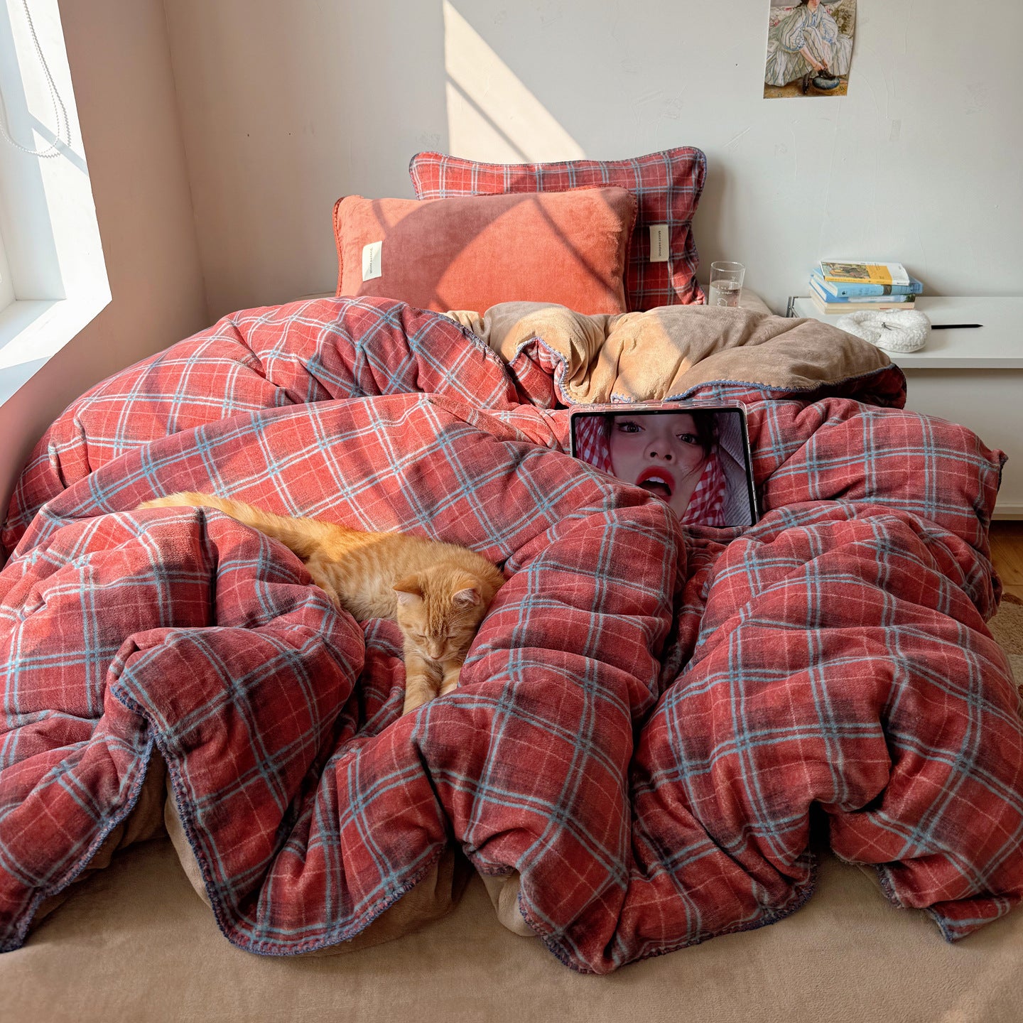 Autumn Plaid Flannel Bedding Set Berriscent