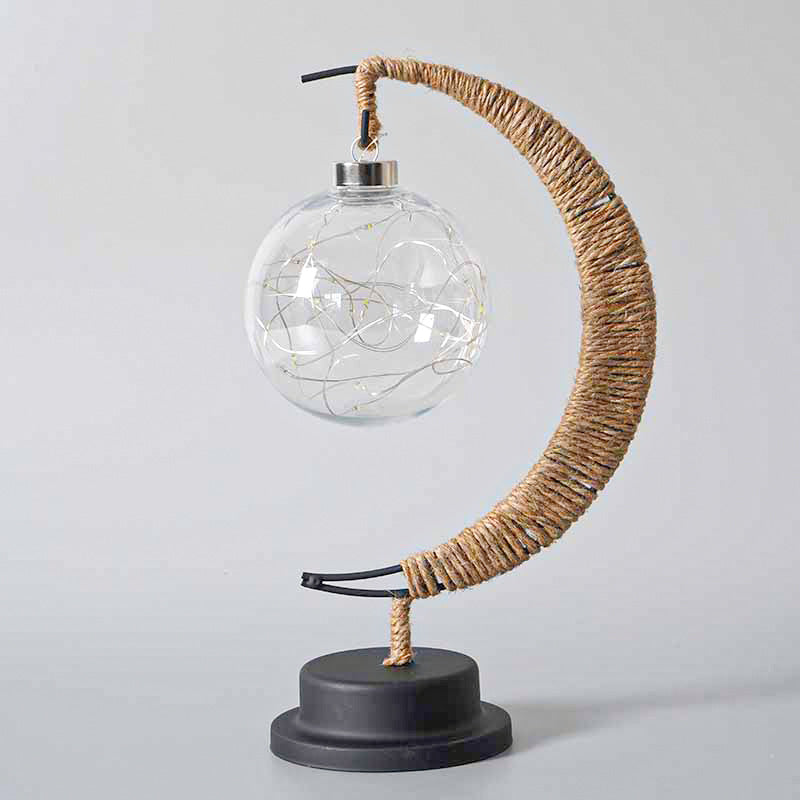 Handcrafted Crescent Light with Illuminated Glass Ornament Berriscent