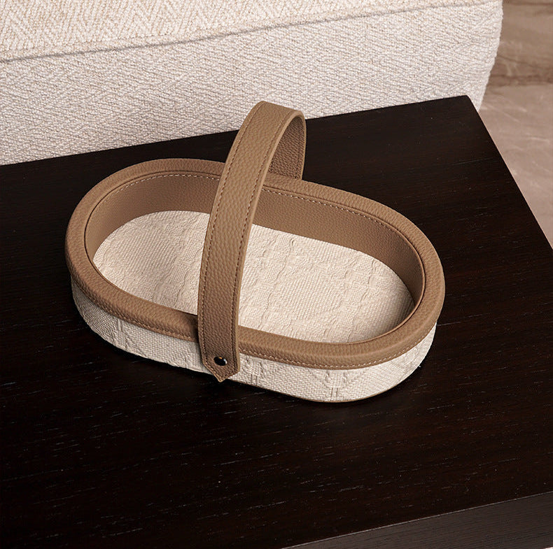 Marceau Oval Leather Carry Tray Berriscent