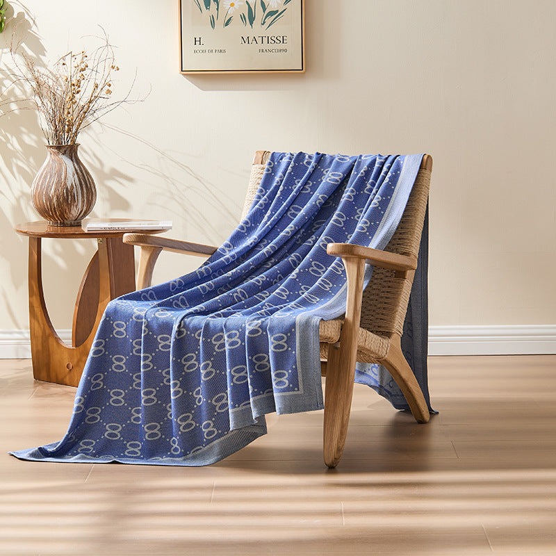 Eterna Azure Patterned Throw – Tranquil Luxury in Soft Jacquard Weave Berriscent