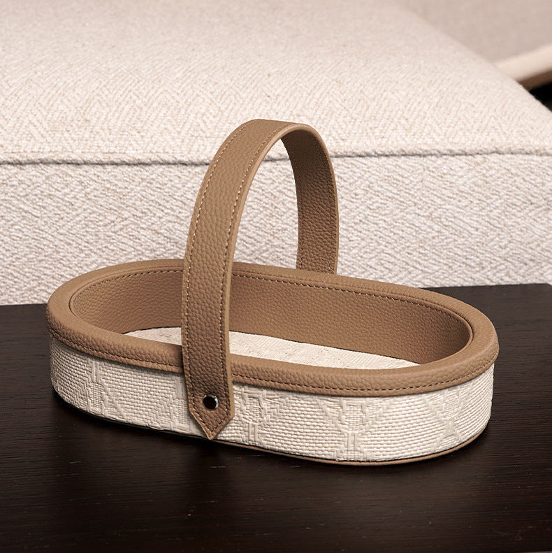 Marceau Oval Leather Carry Tray Berriscent