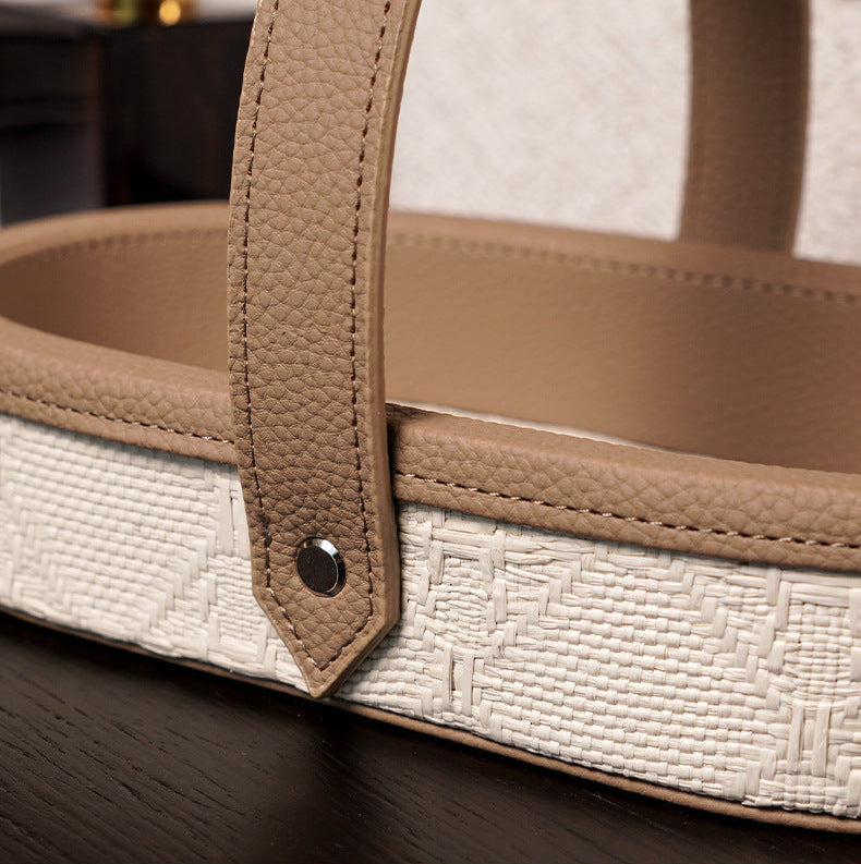 Marceau Oval Leather Carry Tray Berriscent