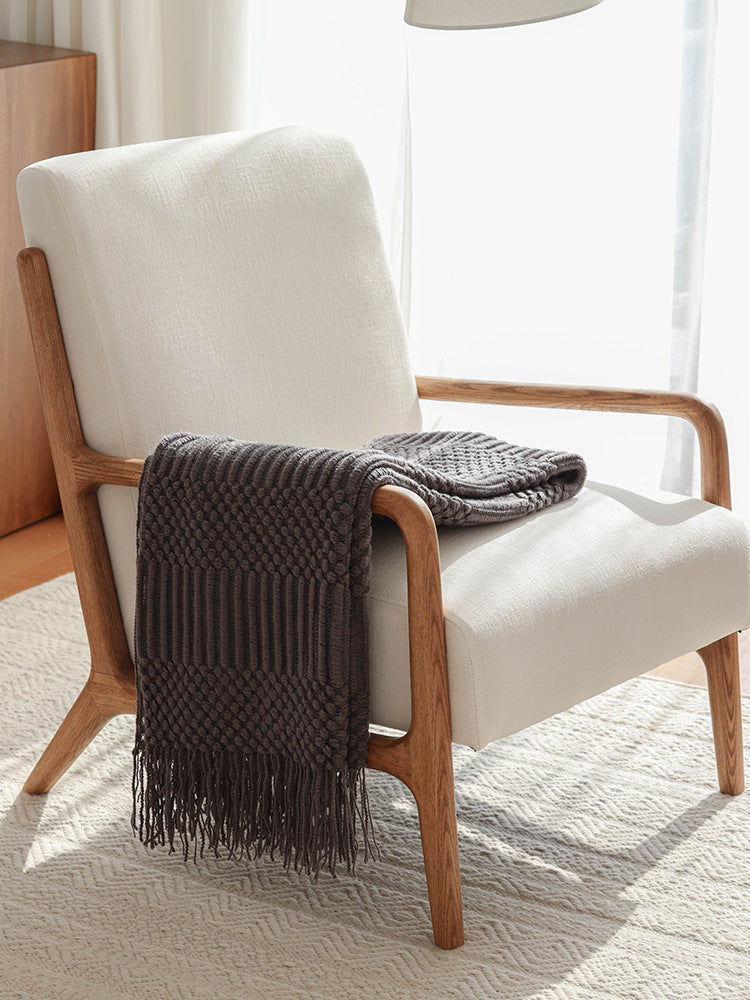 Textured Woven Fringe Throw in Acrylic Fibre Berriscent