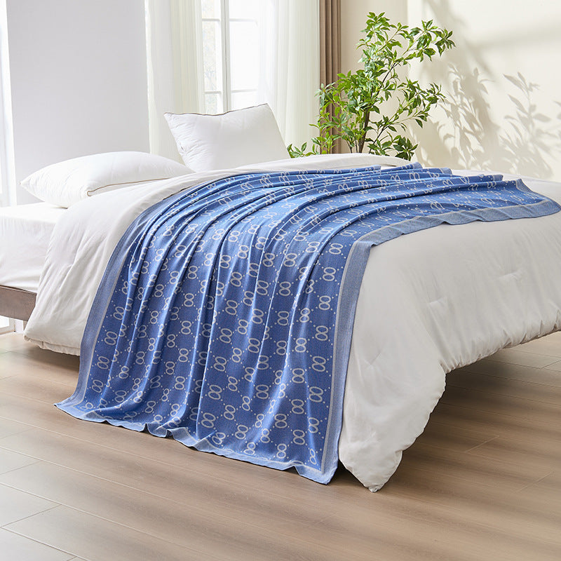Eterna Azure Patterned Throw – Tranquil Luxury in Soft Jacquard Weave Berriscent