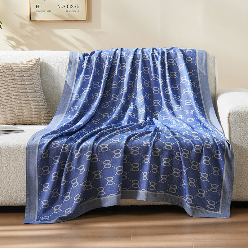 Eterna Azure Patterned Throw – Tranquil Luxury in Soft Jacquard Weave Berriscent