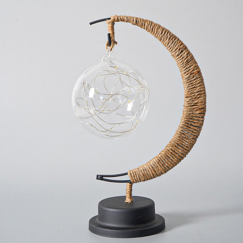 Handcrafted Crescent Light with Illuminated Glass Ornament Berriscent
