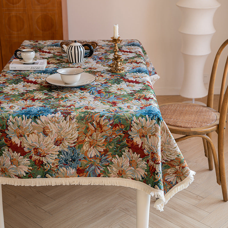 Renaissance Bloom Tapestry Tablecloth Berriscent