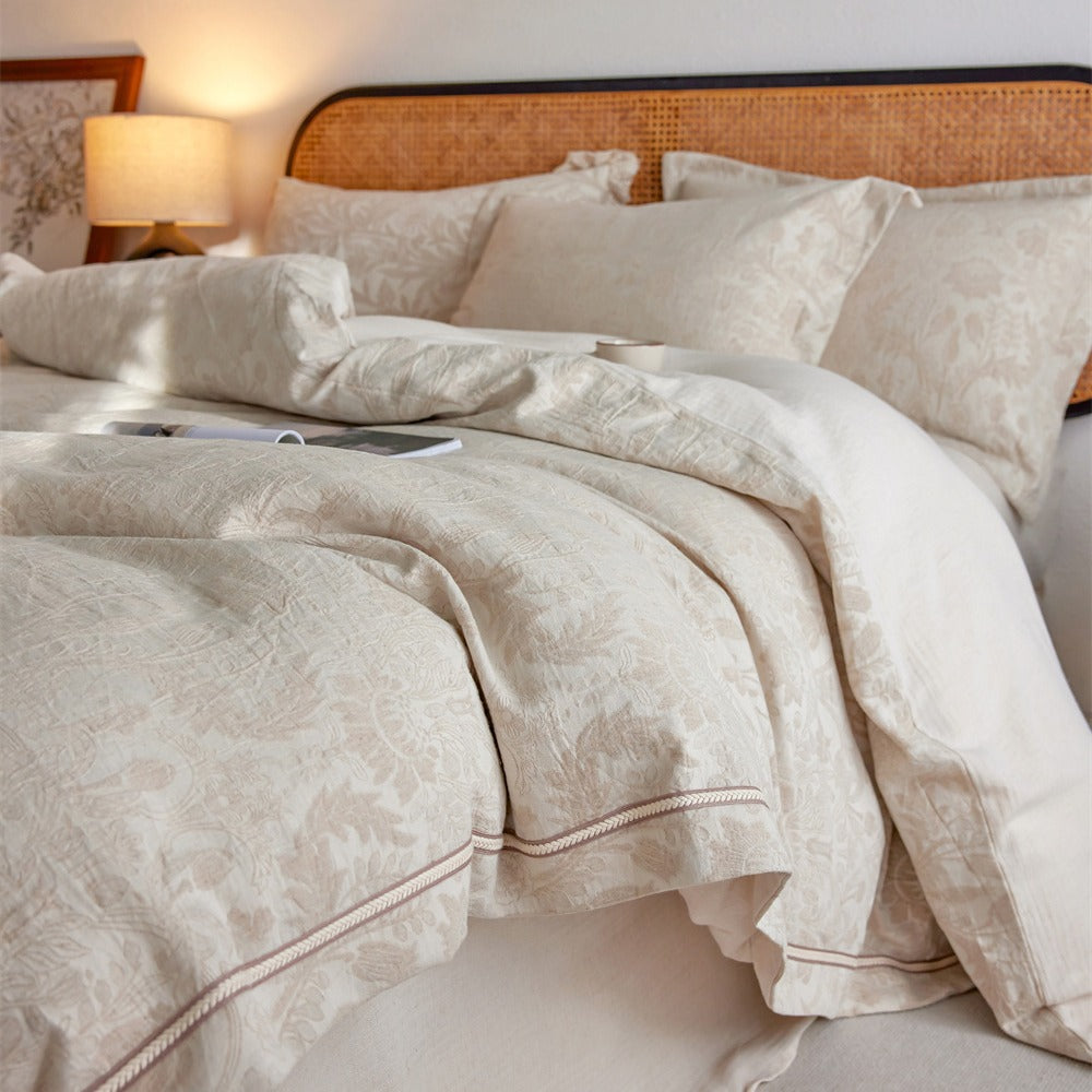 The Siena Tapestry | Sun-Bleached Tonal Jacquard Linen Cotton Bed Linen