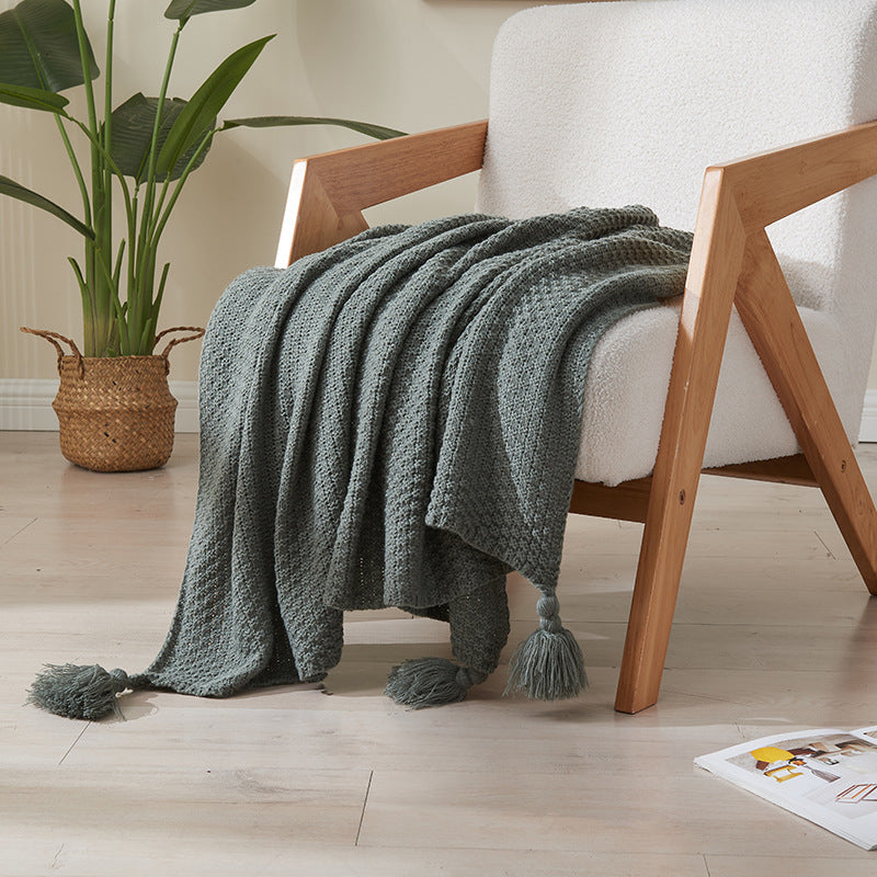 Aurora Tassel Knit Throw – Cozy Texture, Effortless Charm Berriscent