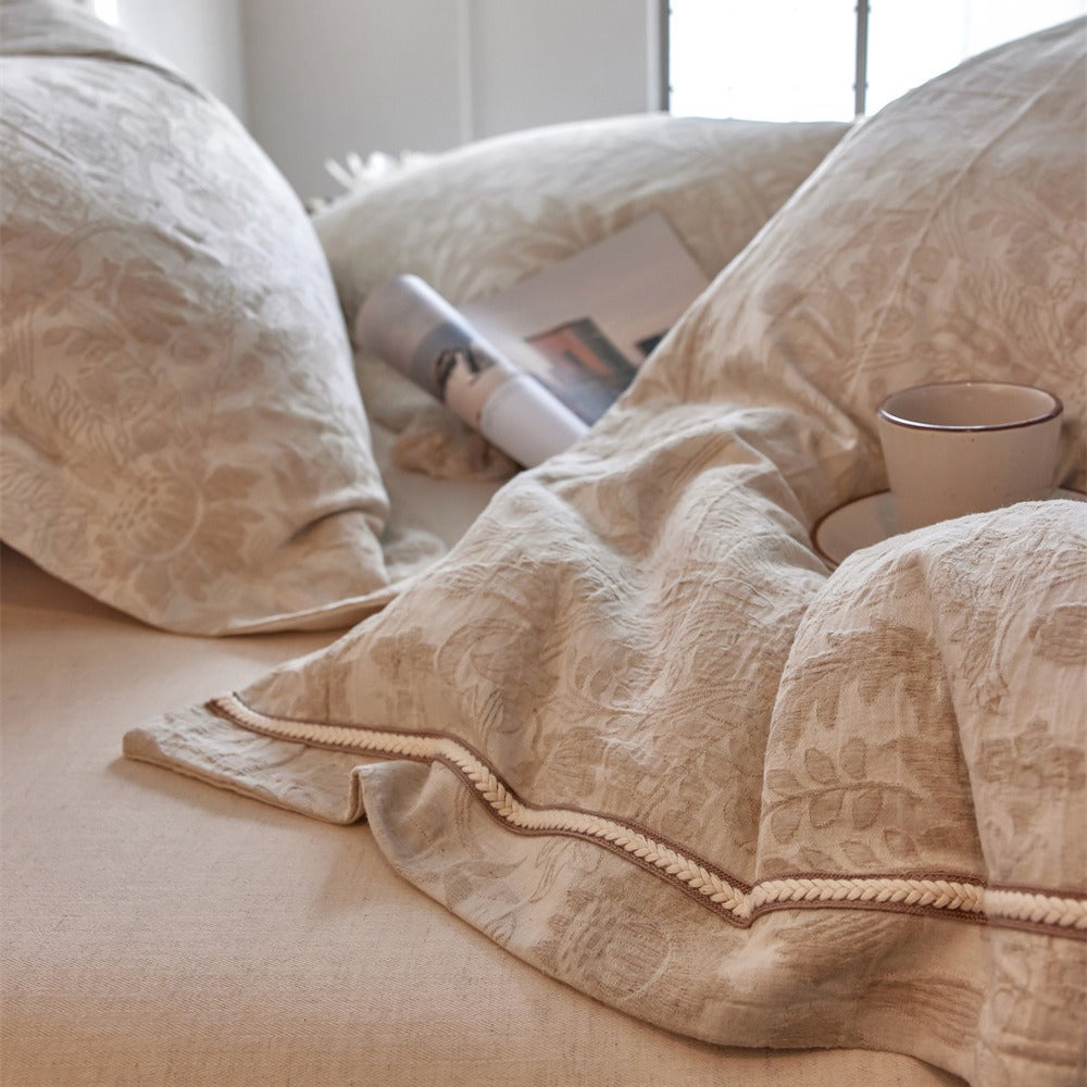The Siena Tapestry | Sun-Bleached Tonal Jacquard Linen Cotton Bed Linen