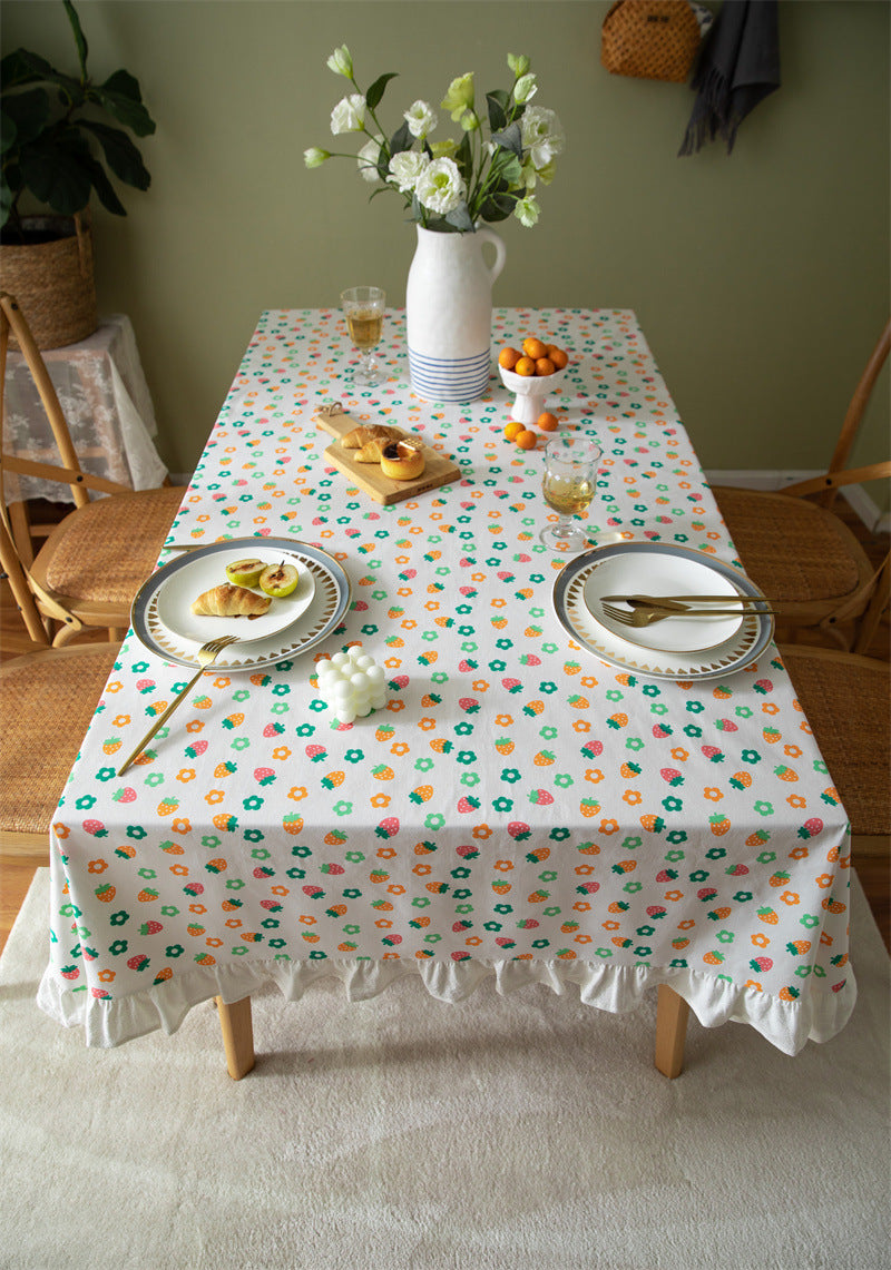 Strawberry Meadow Cotton Tablecloth Berriscent